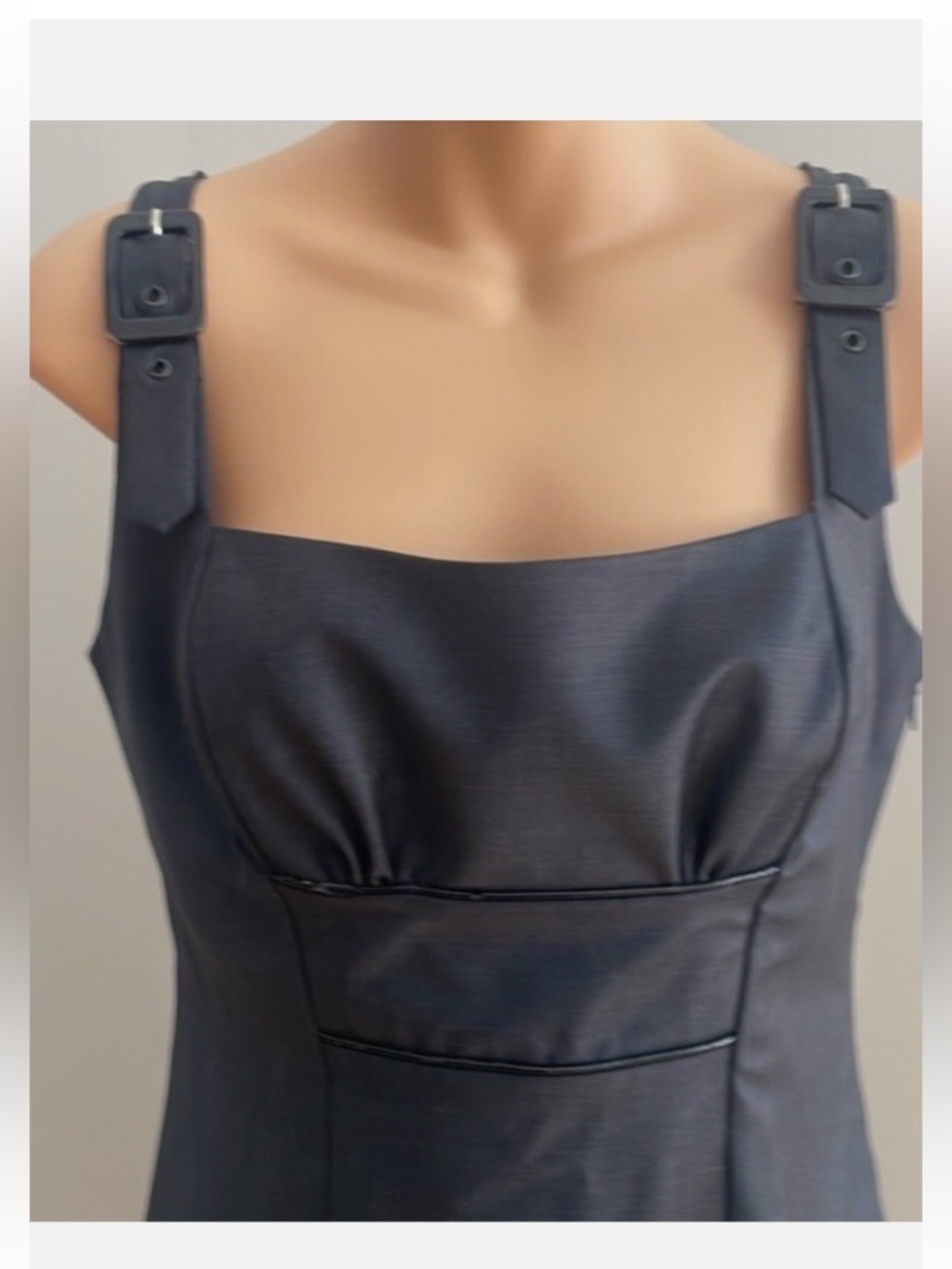 bebe Black Midi Dress with Buckle Straps